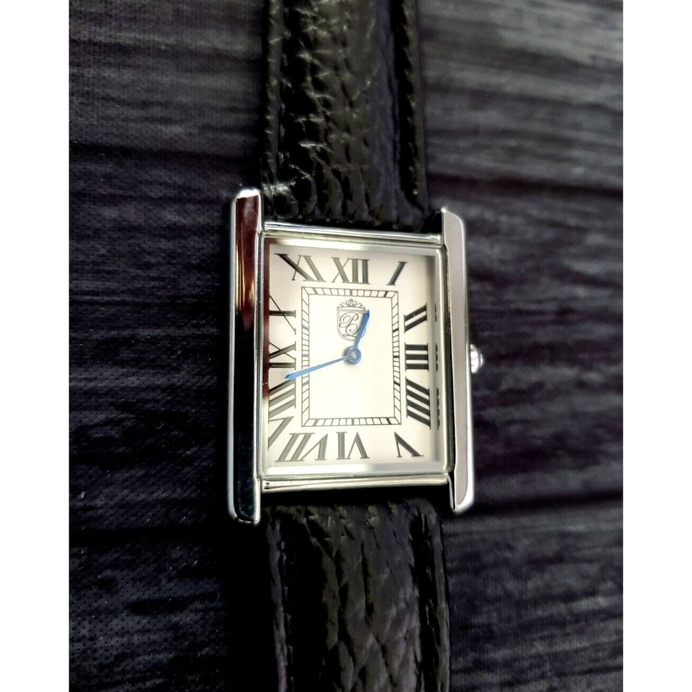 Pierre Lucerne 1888 Must Inspired Tank Swiss Style Mens Dress Watch Black Band - Picture 9 of 16